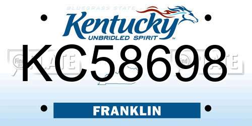 KC58698 Kentucky License Plate