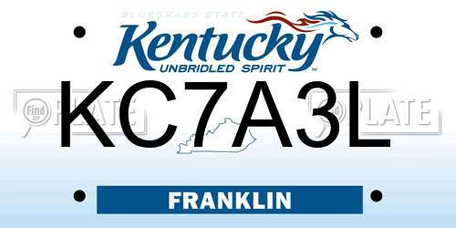 KC7A3L Kentucky License Plate