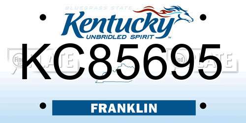 KC85695 Kentucky License Plate
