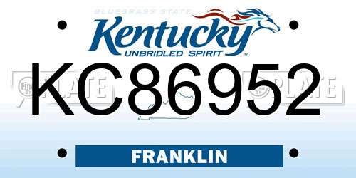 KC86952 Kentucky License Plate