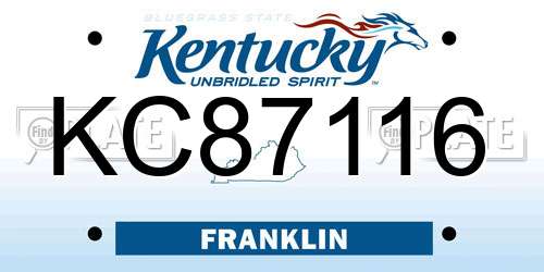 KC87116 Kentucky License Plate