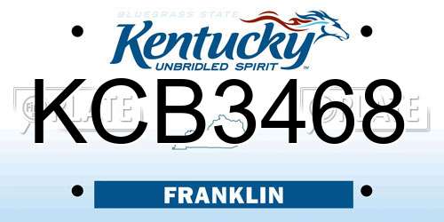 KCB3468 Kentucky License Plate