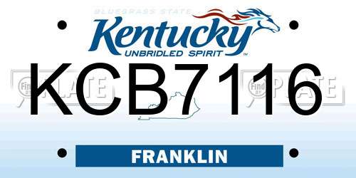 KCB7116 Kentucky License Plate