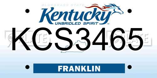 KCS3465 Kentucky License Plate