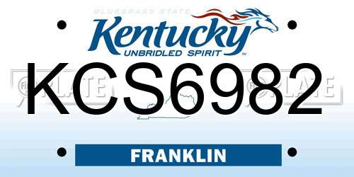 KCS6982 Kentucky License Plate