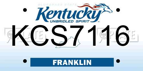 KCS7116 Kentucky License Plate