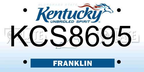 KCS8695 Kentucky License Plate