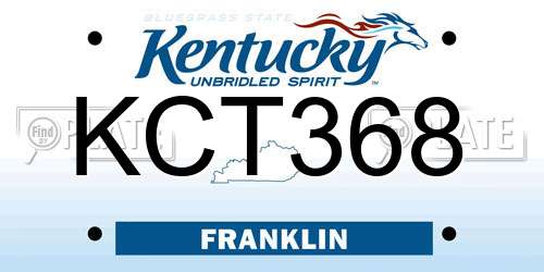 KCT368 Kentucky License Plate