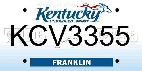 KCV3355 Kentucky License Plate