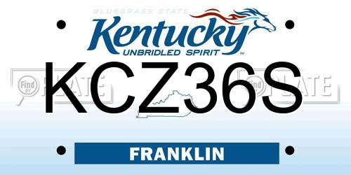 KCZ36S Kentucky License Plate