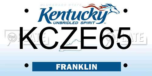 KCZE65 Kentucky License Plate