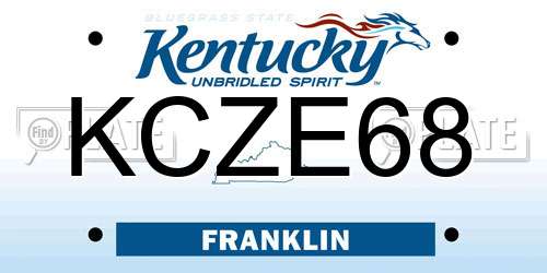KCZE68 Kentucky License Plate