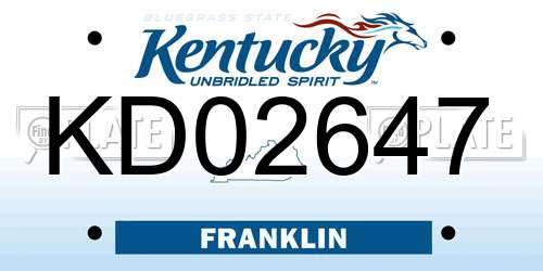 KD02647 Kentucky License Plate