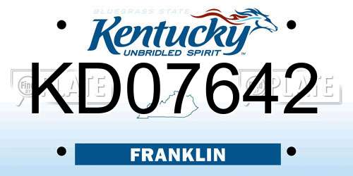KD07642 Kentucky License Plate
