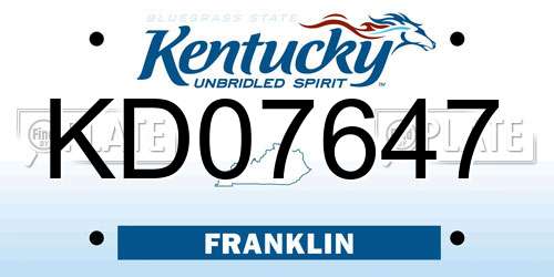 KD07647 Kentucky License Plate