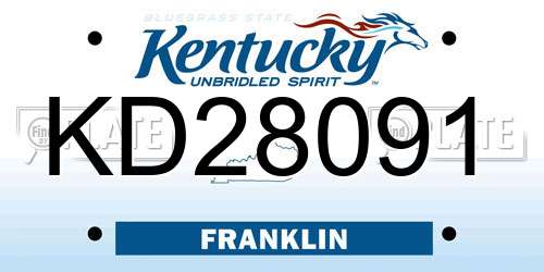 KD28091 Kentucky License Plate