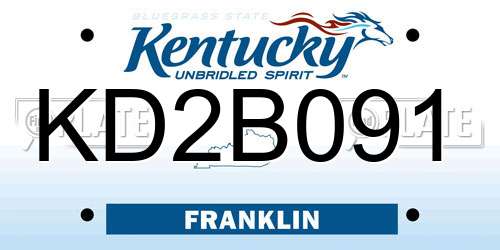 KD2B091 Kentucky License Plate