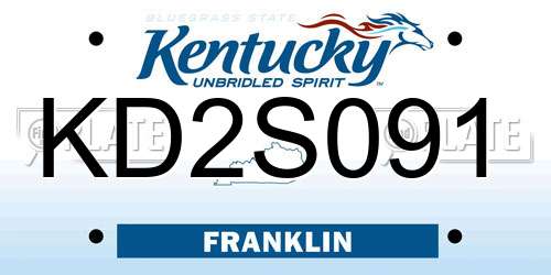 KD2S091 Kentucky License Plate