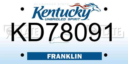 KD78091 Kentucky License Plate