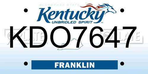 KDO7647 Kentucky License Plate