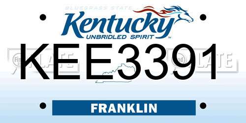 KEE3391 Kentucky License Plate
