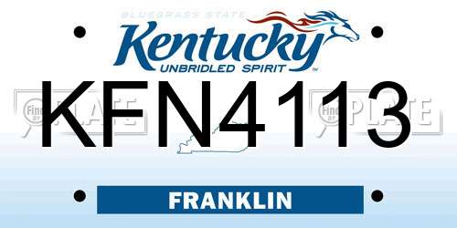 KFN4113 Kentucky License Plate