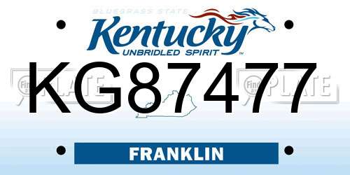 KG87477 Kentucky License Plate