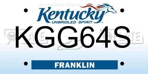 KGG64S Kentucky License Plate