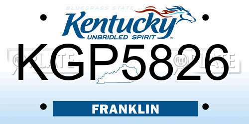 KGP5826 Kentucky License Plate
