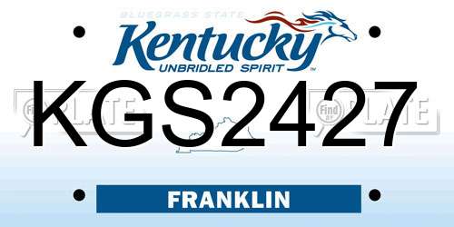 KGS2427 Kentucky License Plate