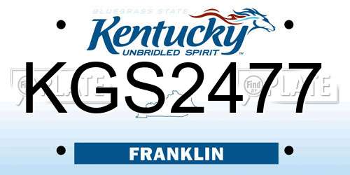 KGS2477 Kentucky License Plate