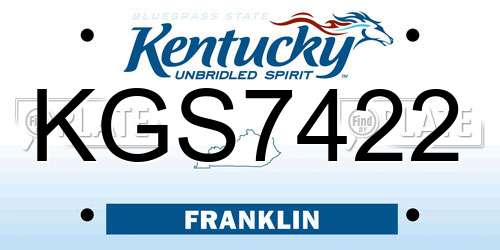 KGS7422 Kentucky License Plate