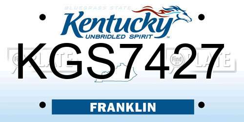 KGS7427 Kentucky License Plate