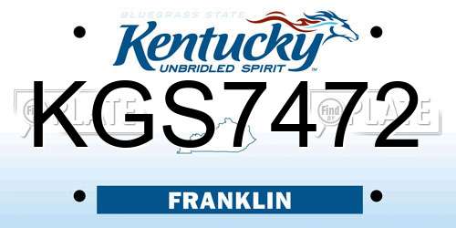 KGS7472 Kentucky License Plate