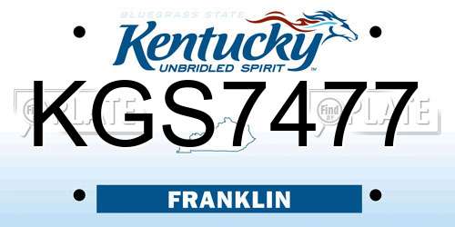 KGS7477 Kentucky License Plate