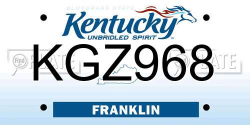 KGZ968 Kentucky License Plate