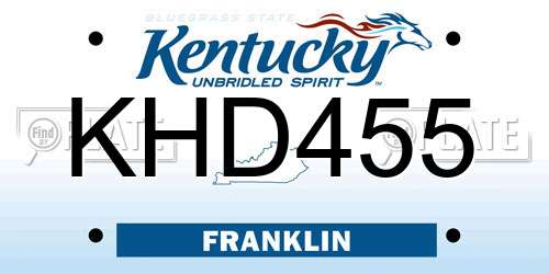 KHD455 Kentucky License Plate