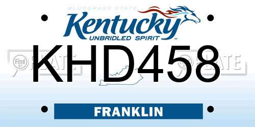 KHD458 Kentucky License Plate