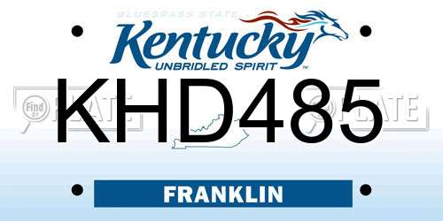 KHD485 Kentucky License Plate