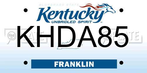 KHDA85 Kentucky License Plate