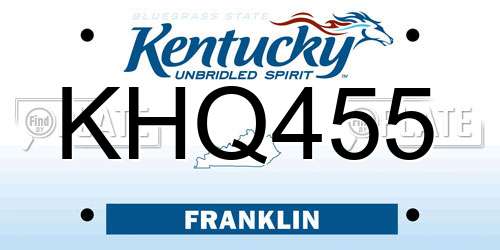 KHQ455 Kentucky License Plate