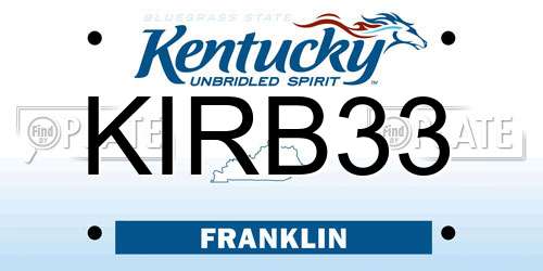 KIRB33 Kentucky License Plate