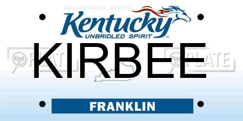 KIRBEE Kentucky License Plate