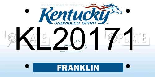 KL20171 Kentucky License Plate