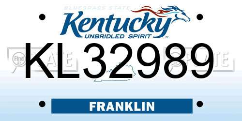 KL32989 Kentucky License Plate