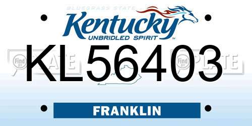 KL56403 Kentucky License Plate