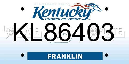 KL86403 Kentucky License Plate