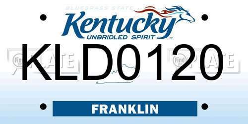 KLD0120 Kentucky License Plate