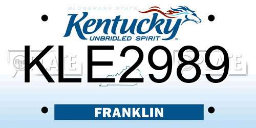 KLE2989 Kentucky License Plate