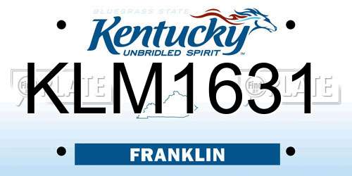 KLM1631 Kentucky License Plate